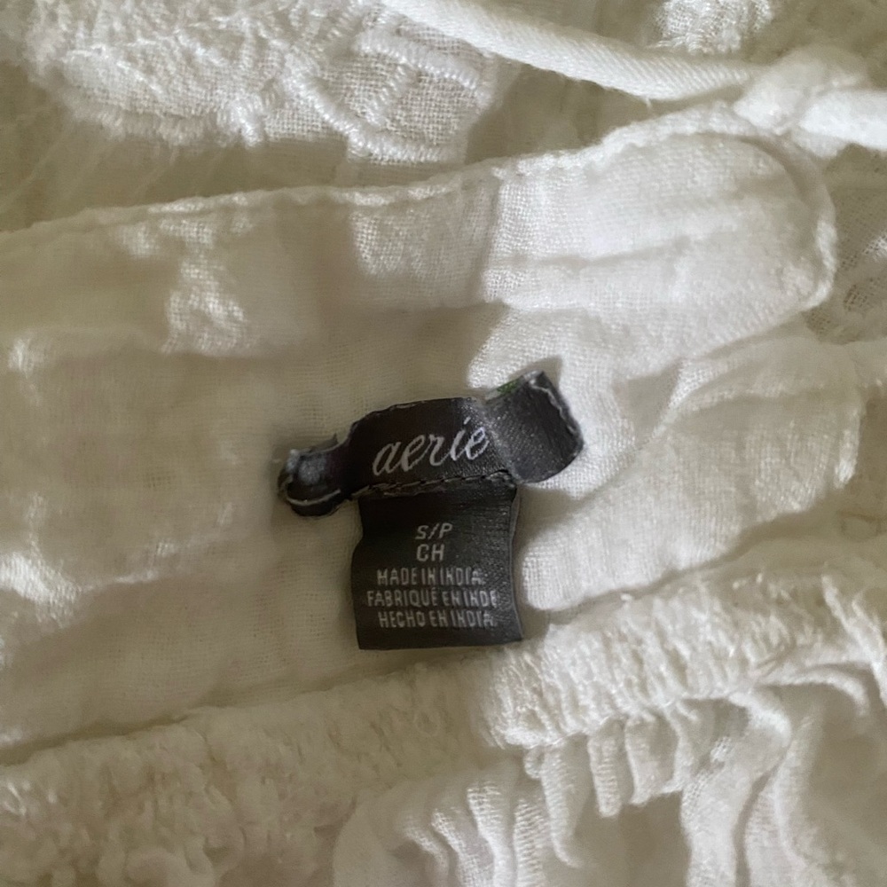 Aerie White Eyelet Gauze Crop Top S - Picture 4 of 4